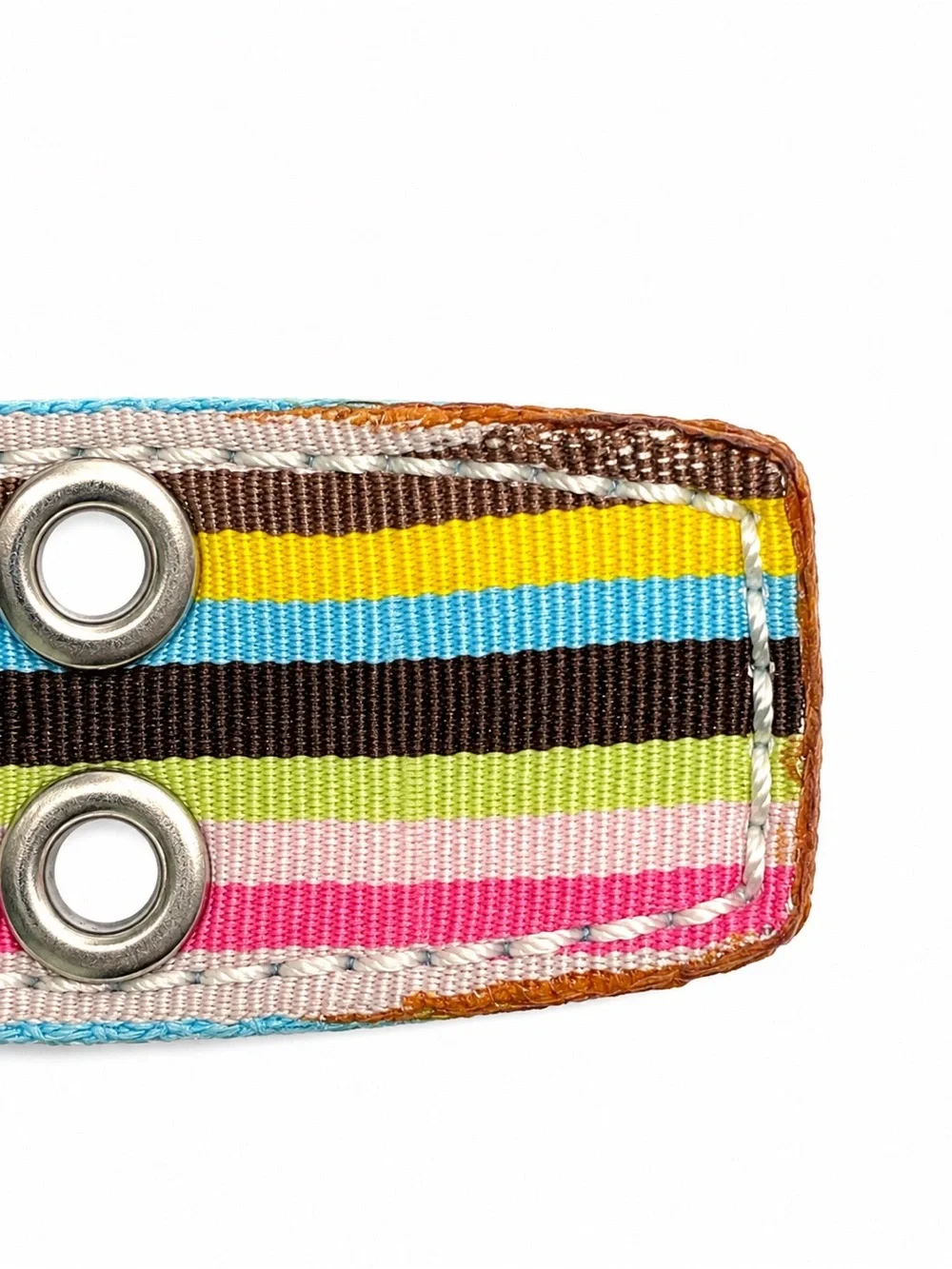 C-RED Vintage Striped Double Grommet Web Canvas Belt Y2K Indie Boho Punk